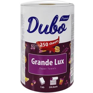Диво Grande Lux, 1 рул, Бумажное полотенце на гильзе, белые, 3-х слойные, 55 м, 250 листов, 230х220 мм