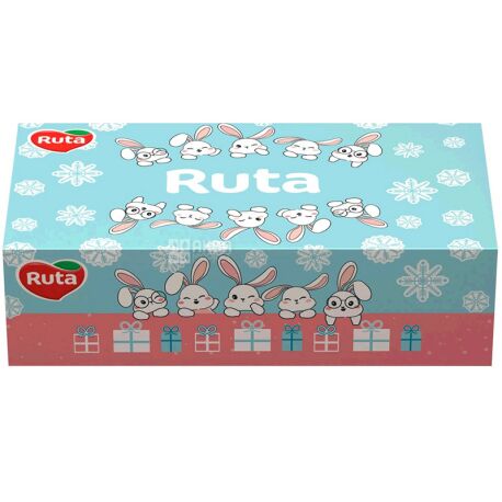 Ruta Kids, 155 шт., Серветки косметичні для дітей Рута, 2-шарові, 20х20 см