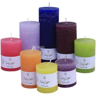 Candy light, 190 х 200 мм, Свічка парафінова циліндрична, в асортименті, до 160 годин горіння