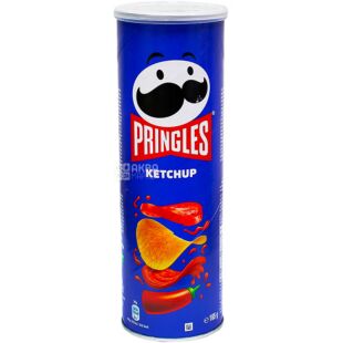 Pringles Ketchup, 165 г, Чипсы картофельные, Принглс кетчуп, тубус