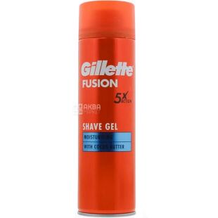 Gillette Fusion5 Ultra Moisturizing, 200 мл, Гель для бритья,  увлажняющий  с маслом какао