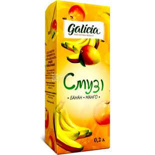 Galicia, 200 мл, Смузи Банан-манго, без сахара