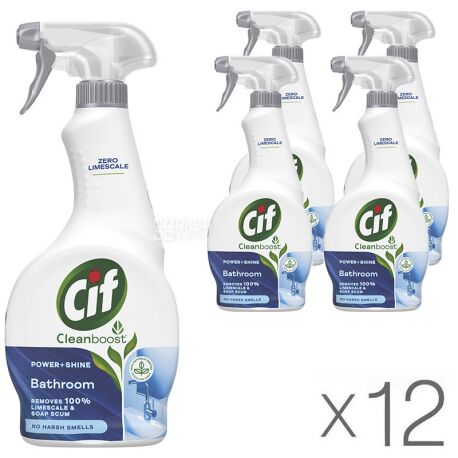 Cif, 500 ml, Spray Seth for the bathroom, for removing lime and plaque, 12 pieces