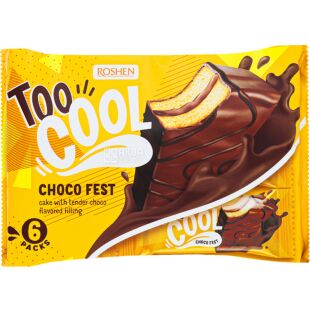 Roshen,Too Cool, Choco Fest, 6 х 45 г, Рошен, Тістечка бісквітні глазуровані в шоколаді