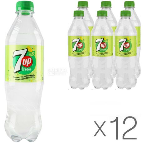 7 UP, Упаковка 12 шт. х 0,5 л, Сильногазированный напиток, со вкусом лимона и лайма, без сахара