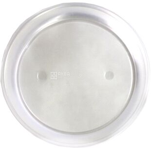 Lux, Тарелка пластиковая закусочная круглая, 50 шт., Ø 205 мм, прозрачная