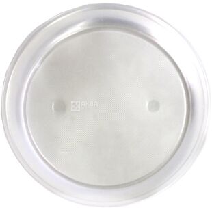 Lux, Тарілка пластикова десертна кругла, 50 шт., Ø 165 мм, прозора