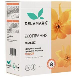 DeLaMark Color, 1 кг, Пральний порошок-концентрат для кольорового одягу, гіпоалергенний, ДеЛаМарк 