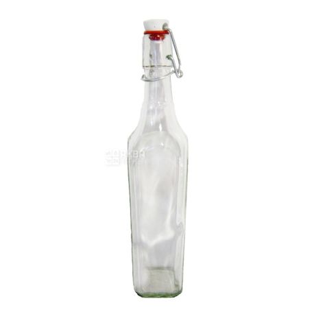 Bottle with drag plug, 0.5 l glass