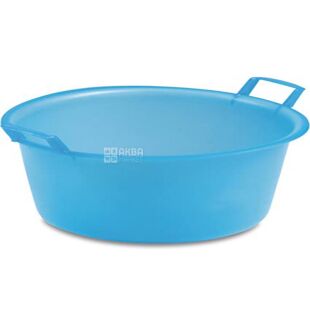 Stefanplast, 16 л, Таз пластиковий овальний, з ручками, блакитний, 50 см