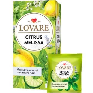 Lovare, Citrus melissa, 24 шт. х 1,5 г, Чай Ловаре травяной и зеленый с ароматом лимона