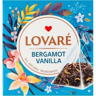 Lovare, Bergamot vanilla, 15 шт. х 2 г, Чай Ловаре черный, с бергамотом и ванилью