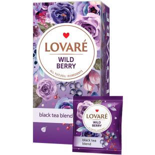 Lovare, Wild berry, 24 пак. х 1,5 г, Чай Ловаре, чорний, з ароматом лісових ягід