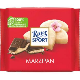 Ritter Sport, 100 г, Ритер Сопрт, Черный шоколад, с марципаном
