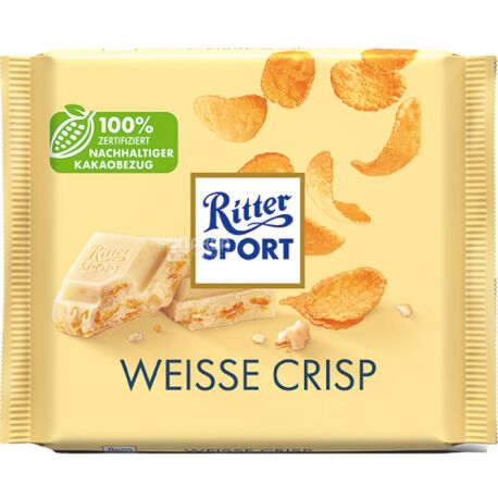 Ritter Sport, 100 г, Шоколад білий з кукурудзяними пластівцями