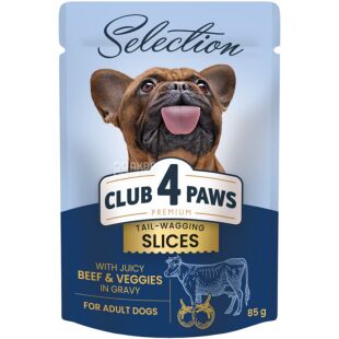Club 4 paws, 85 г, Корм для взрослых собак малых пород, с говядиной и овощами в соусе