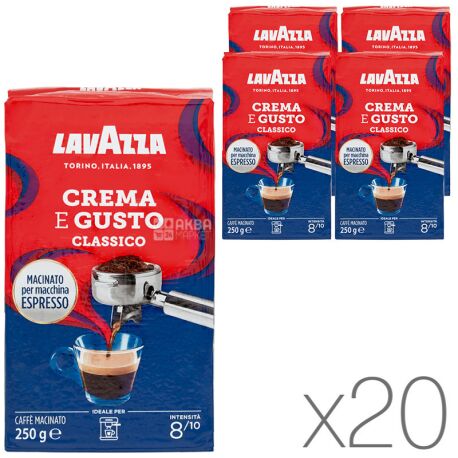 Lavazza Crema e Gusto, Ground Coffee, 250 g, Packaging 20 pcs.