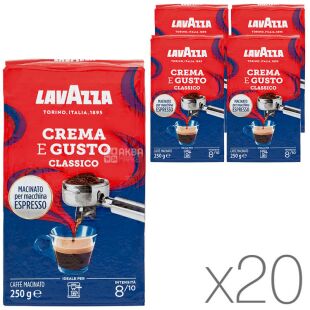 Lavazza Crema e Gusto, Кофе молотый, 250 г, Упаковка 20 шт.