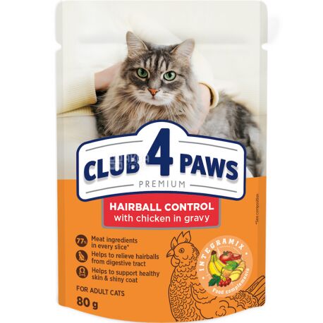 Club 4 Paws 80 g Wet Cat Food Hair Control Chicken Chunks in