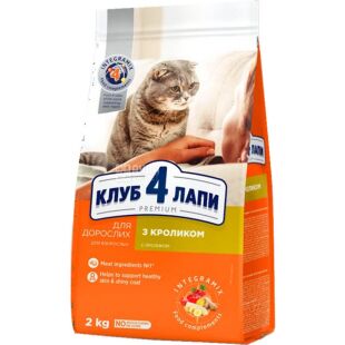 Club 4 Paws, 2 кг, Сухой корм для взрослых котов, с кроликом