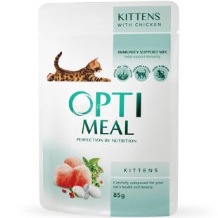 Optimeal, 85 г, Вологий корм для кошенят, з куркою