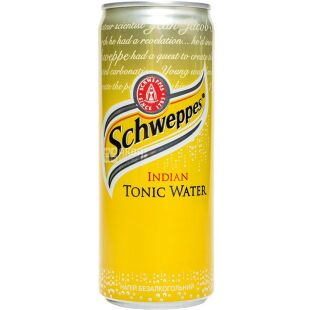 Schweppes Indian Tonic, 0,33 л, Напиток газированный Индиан Тоник, ж/б