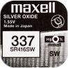 Maxell Silver Oxide 337, 1 шт., 1,55 V, Батарейка для годинника срібно-цинкова, SR416SW