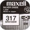 Maxell Silver Oxide 317, 1 шт., 1,55 V, Батарейка для годинника срібно-цинкова, SR516SW