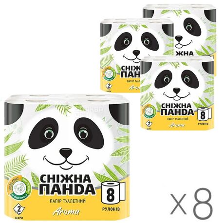 Snow Panda, Classic, 8 roll., Pack of 8 pcs., Toilet paper, white, 2 layers