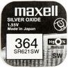 Maxell Silver Oxide 364, 1 шт., 1.55 V, Батарейка для годинника срібно-цинкова, SR621SW