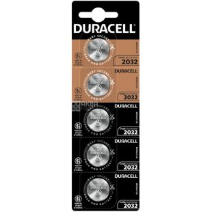 Duracell, 5 шт., 3V, Батарейка літієва, кругла, CR2032