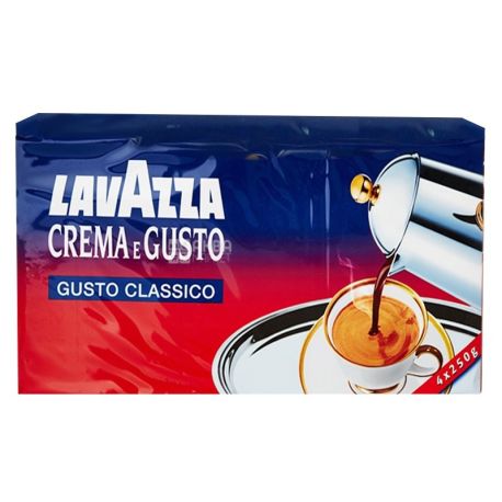 Lavazza, Crema Gusto Classico, 1 кг (4 шт. х 250 г), Кофе Лавацца, Крема Густо Классико, средней обжарки, молотый