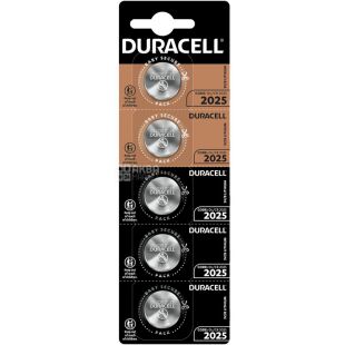 Duracell, 5 шт., 3V, Батарейка літієва, кругла, CR2025