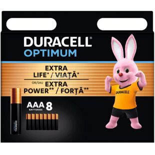 Duracell Optimum, ААА, 8 шт., 1,5V, Батарейки лужні, LR03