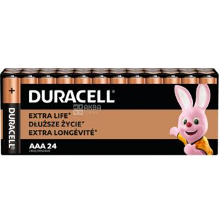 Duracell Extra life, 24 шт., ААА, 1.5V, Батарейки лужні, LR03