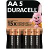 Duracell Extra life, АА, 5 шт., 1.5V, Батарейки лужні, LR6
