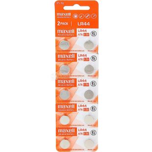 Maxell,10 шт., 1,5V, Батарейка алкалінова, кругла, LR44