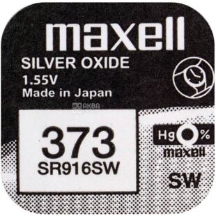 Maxell Silver Oxide 373, 1 шт., 1,55 V, Батарейка для часов серебряно-цинковая, SR916SW