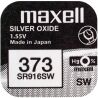 Maxell Silver Oxide 373, 1 шт., 1,55 V, Батарейка для годинника срібно-цинкова, SR916SW