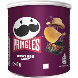 Pringles Texas BBQ Sauce, 40 г, Чипсы картофельные, Принглс барбекю, тубус