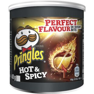 Pringles Hot & Spicy, 40 г, Чипси картопляні, Прінглс пекучий перець Чилі, тубус