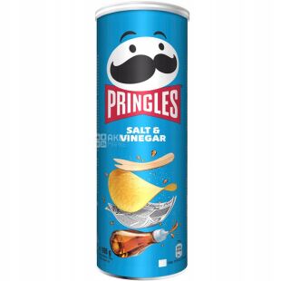 Pringles Salt & Vinegar, 165 г, Чипси картопляні, Принглс сіль та оцет, тубус