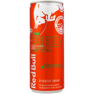 Red Bull, Watermelon, 250 мл, Напій енергетичний, зі смаком кавуна, безалкогольний