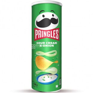 Pringles Sour cream & onion, 165 г, Чипси картопляні, Принглс сметана та цибуля, тубус