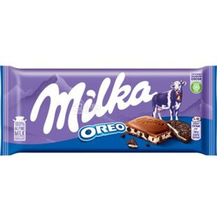 Milka Oreo, 100 г, Милка Орео, Молочный шоколад с кусочками печенья