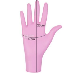 Mercator Medical Nitrylex Classic, 100 шт., Розмір S, Рукавички нітрилові, неопудрені, рожеві