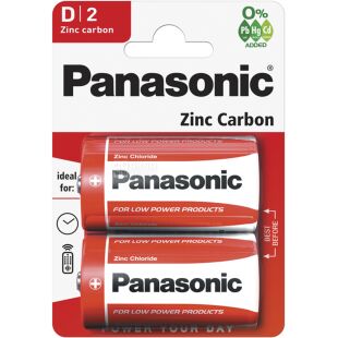 Panasonic Zinc Carbon, D, 2 шт., 1,5 V, Батарейки вугільно-цинкові, R20