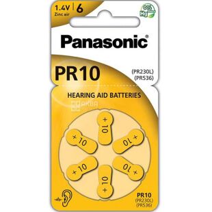 Panasonic Hearing Aid, PR536, 6 шт., Батарейки для слухових апаратів, жовті №10
