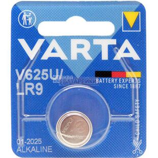 VARTA, 1 шт., 1,5V, Батарейка алкалінова, кругла, LR9