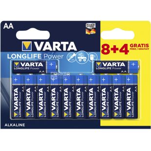 VARTA Longlife Power, АА, 12 шт., 1,5V, Батарейки алкалінові, LR6